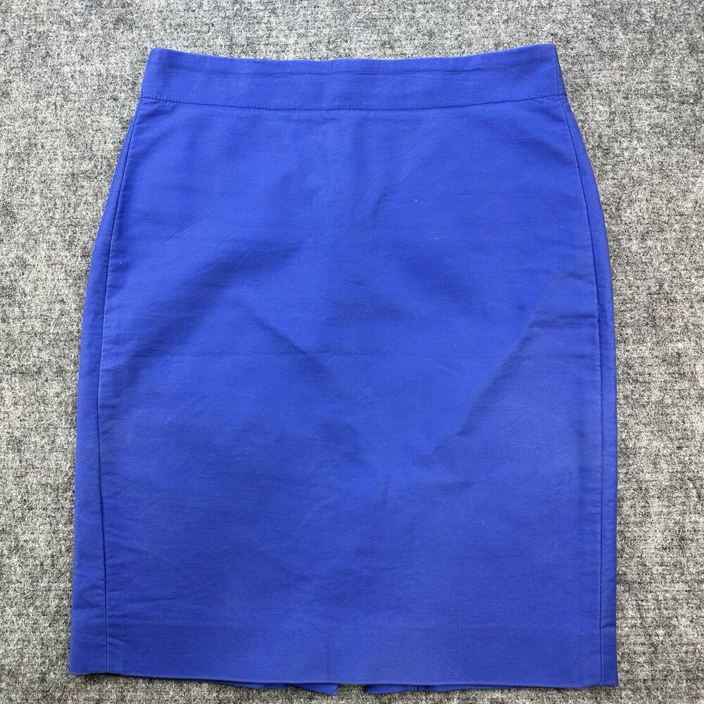 J Crew Skirt Women 0 Blue Pencil Slit Office Preppy Academia Corp